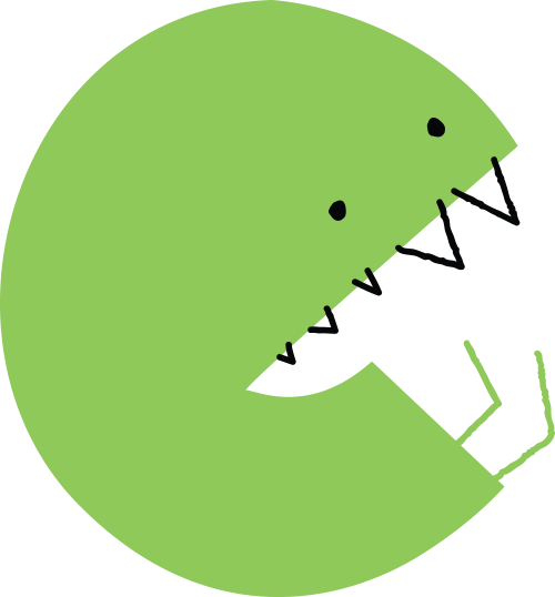 Enthusiastic Eddie, the green letter E monster