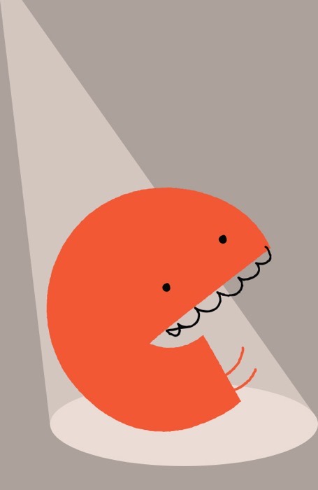Framed Bitesize poster of Easygoing Eric, the orange red letter E monster